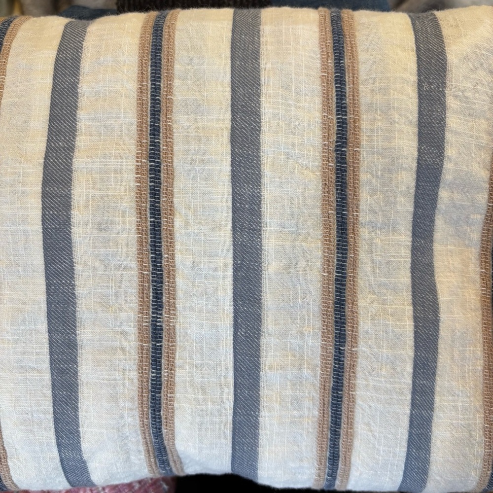 Ruby Rd. Beige, Cream and Gray Striped Blouse with Buttons - Picture 6 of 6